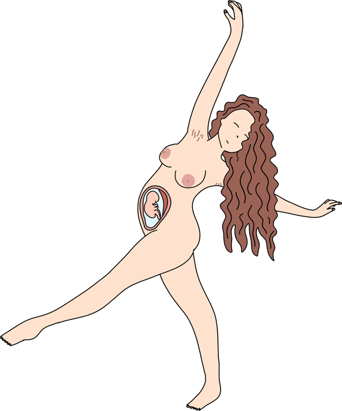 A pregnant woman dancing